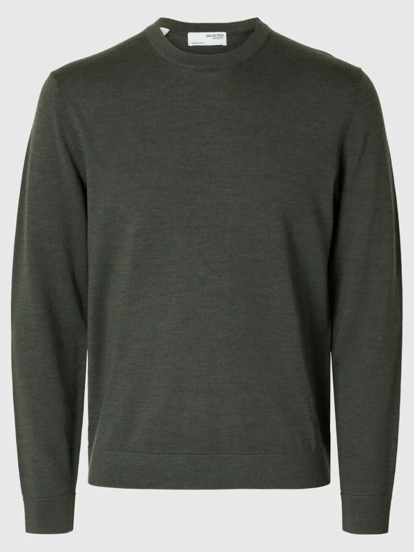merinould_sweater_med_ru_4-1.webp Strik>SELECTED 100% MERINOULD SWEATER MED RUND HALS Green