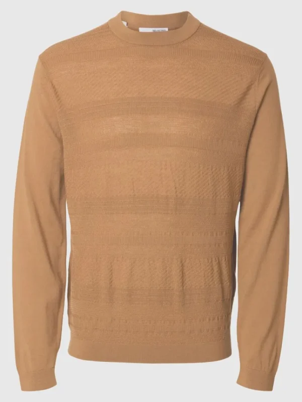 Strik>SELECTED 100% MERINOULD SWEATER MED RUND HALS Orange