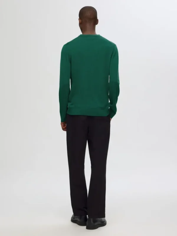 Strik>SELECTED 100% MERINOULD SWEATER MED RUND HALS Green