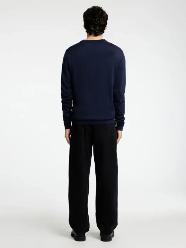 Strik>SELECTED 100% MERINOULD SWEATER MED RUND HALS Blue