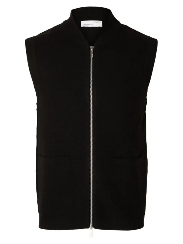 Strik>SELECTED MERINO-ULD VEST Black
