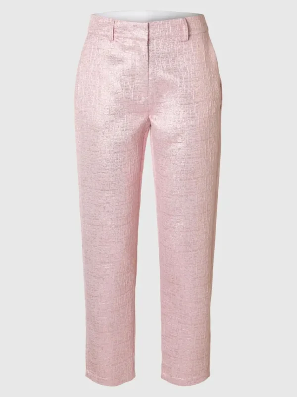 Bukser>SELECTED METALFARVET JACQUARD CROPPED BUKSER Pink