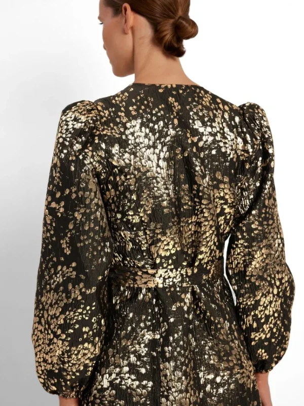Kjoler>SELECTED METALFARVET JACQUARD KORT KJOLE Gold