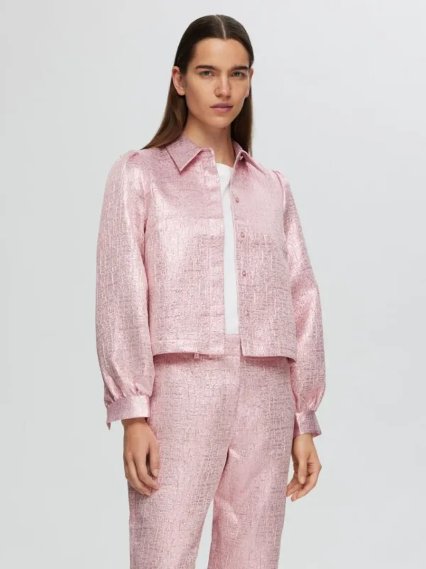 Skjorter>SELECTED METALFARVET JACQUARD SKJORTE Pink