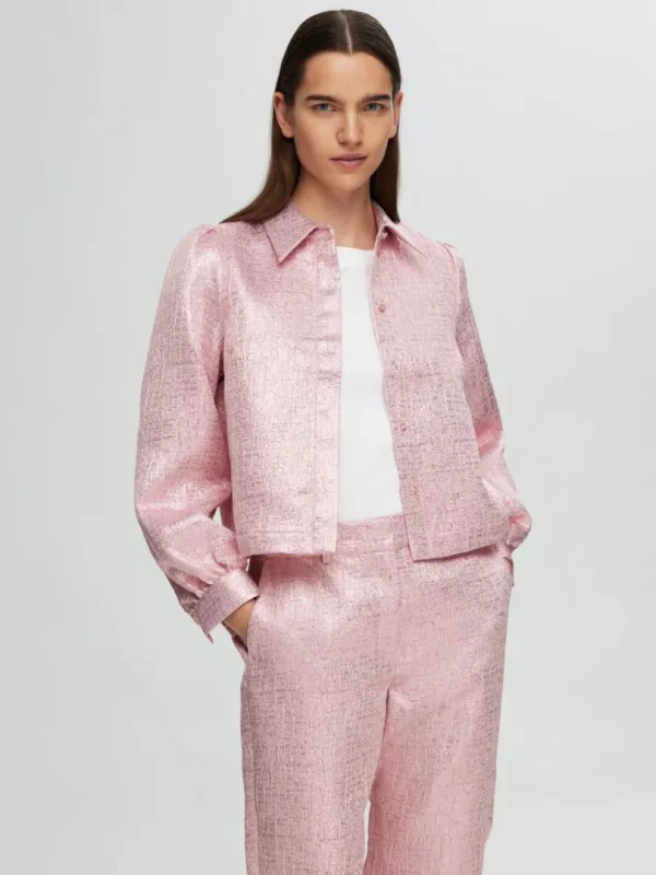 Skjorter>SELECTED METALFARVET JACQUARD SKJORTE Pink