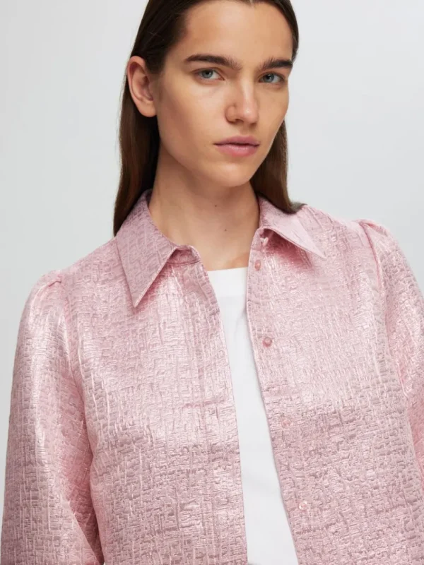 Skjorter>SELECTED METALFARVET JACQUARD SKJORTE Pink