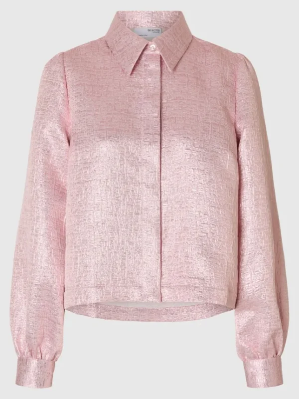 Skjorter>SELECTED METALFARVET JACQUARD SKJORTE Pink