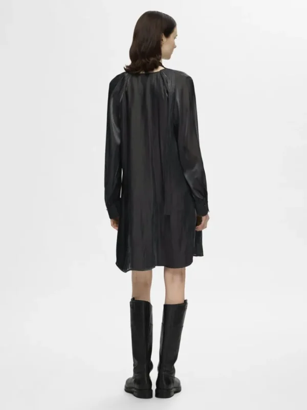 Kjoler>SELECTED METALLISK KJOLE MED V-HALS Black