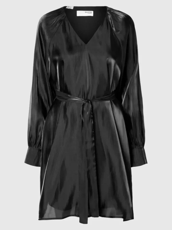 Kjoler>SELECTED METALLISK KJOLE MED V-HALS Black