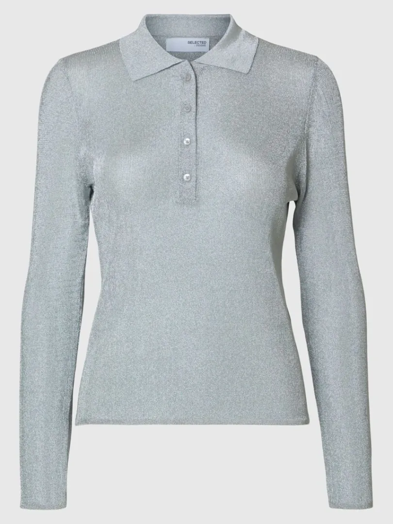 metallisk_langrmet_polo_0.webp Strik>SELECTED METALLISK LANGÆRMET POLO Grey