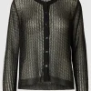 Strik>SELECTED METALLISK STRIKKET CARDIGAN Black