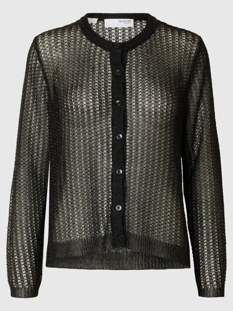 metallisk_strikket_cardig_0.webp Strik>SELECTED METALLISK STRIKKET CARDIGAN Black