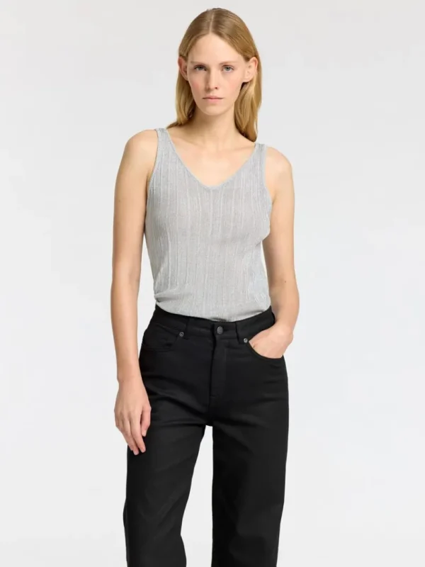 Toppe Og Bluser | Strik>SELECTED METALLISK TOP UDEN ÆRMER Grey