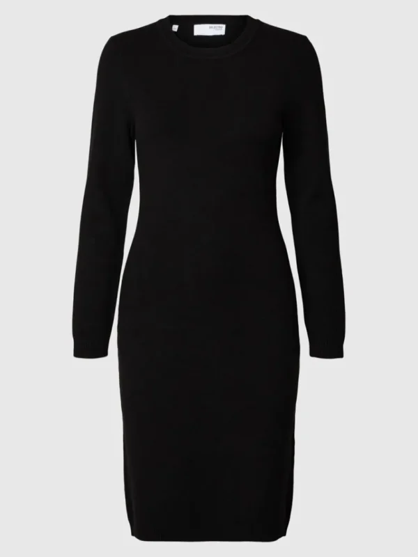 Kjoler | Strik>SELECTED MIDI STRIKKET KJOLE Black