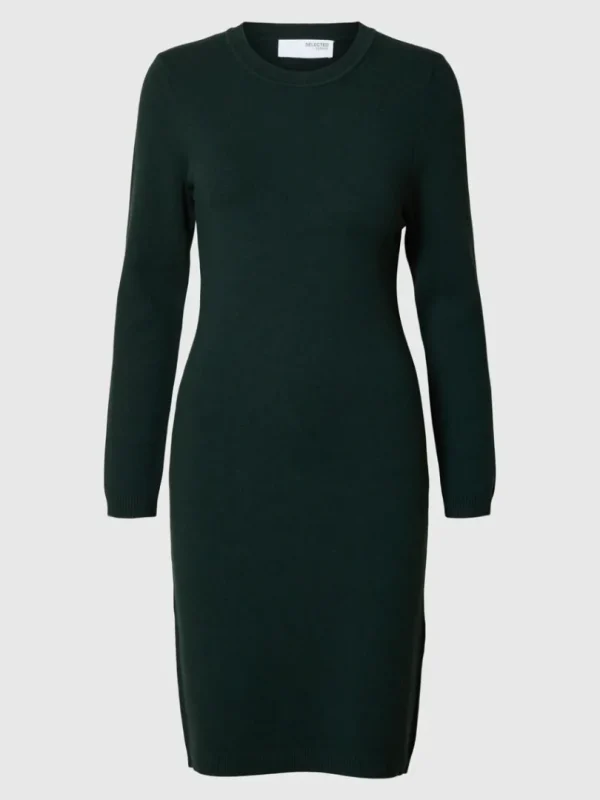 Kjoler | Strik>SELECTED MIDI STRIKKET KJOLE Green
