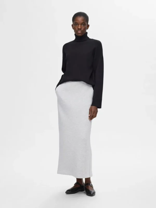 Nederdele>SELECTED MIDI SWEATNEDERDEL Grey