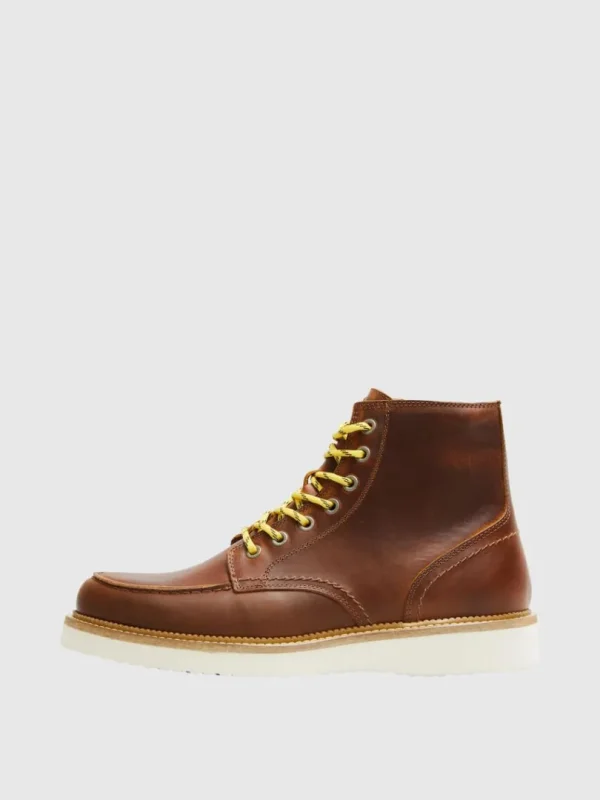 Sko>SELECTED MOC-TOE LÆDERSTØVLER Brown