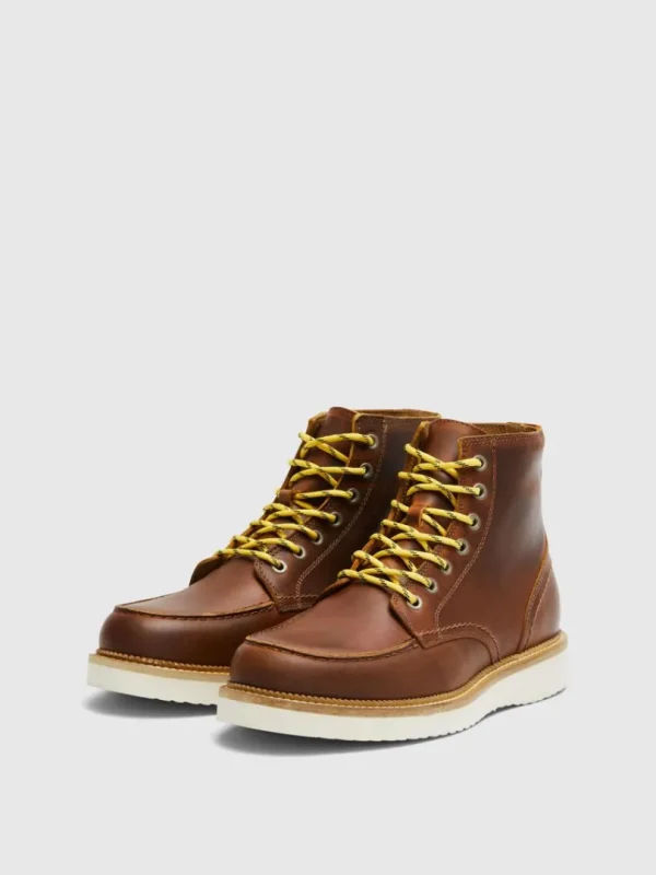 Sko>SELECTED MOC-TOE LÆDERSTØVLER Brown