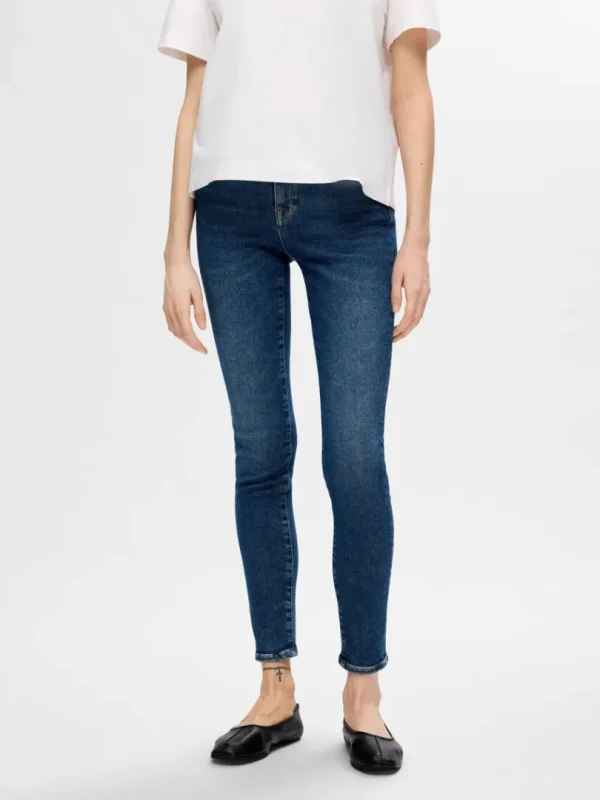 Jeans>SELECTED MØRK VASK SKINNY FIT JEANS Blue