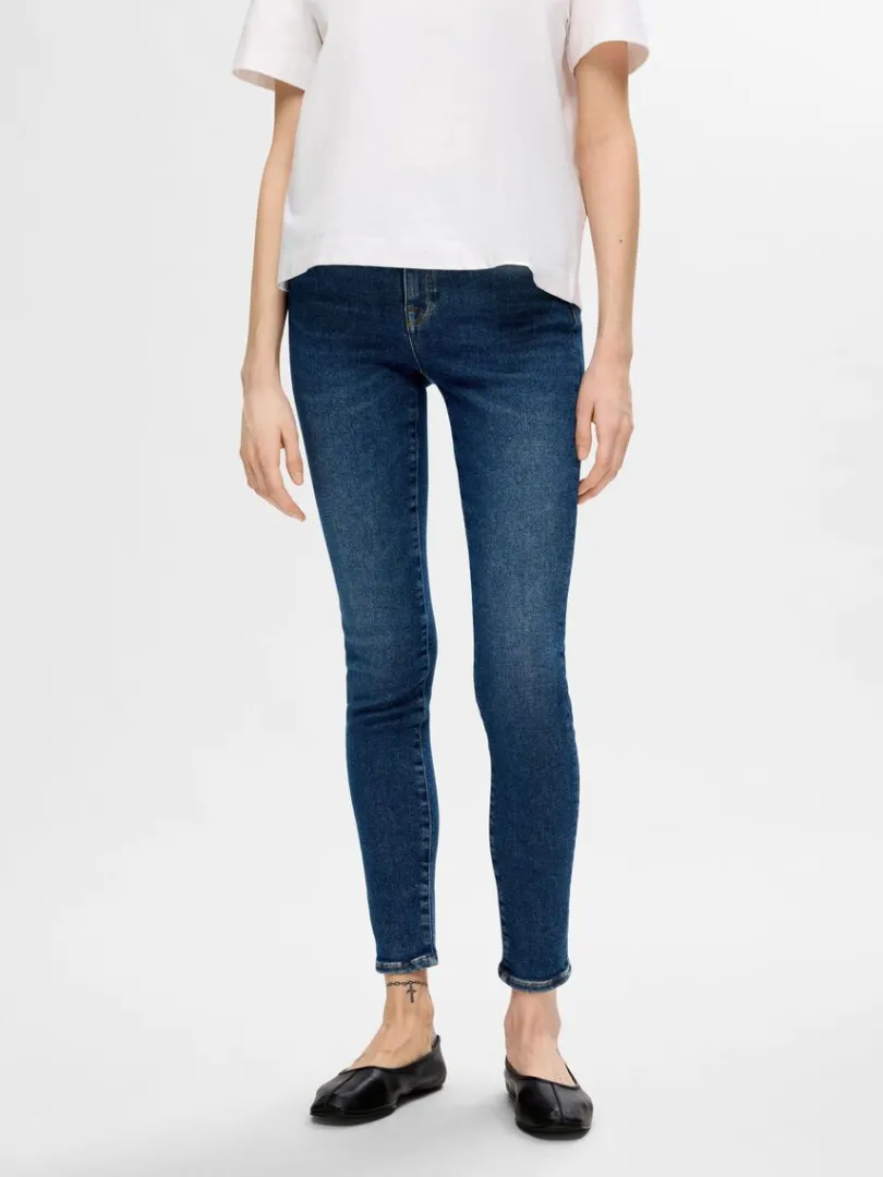 mrk_vask_skinny_fit_jeans_0.webp Jeans>SELECTED MØRK VASK SKINNY FIT JEANS Blue