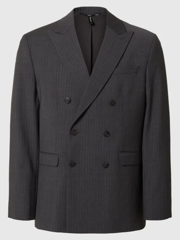 Jakkesæt & Blazers>SELECTED NÅLESTRIBET DOBBELTRADET BLAZER Grey