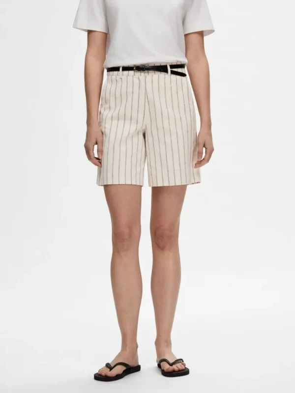 Shorts>SELECTED NÅLESTRIBET SHORTS Beige