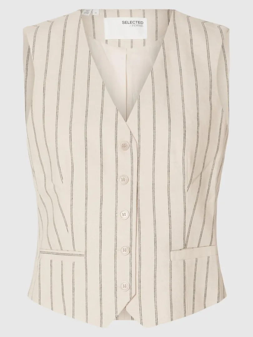nlestribet_vest_5.webp Jakkesæt & Blazers | Toppe Og Bluser>SELECTED NÅLESTRIBET VEST Beige