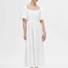 Kjoler>SELECTED OFF-SHOULDER MAXIKJOLE White