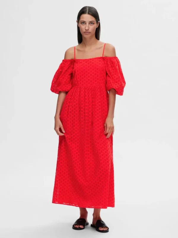 Kjoler>SELECTED OFF-SHOULDER MAXIKJOLE Red