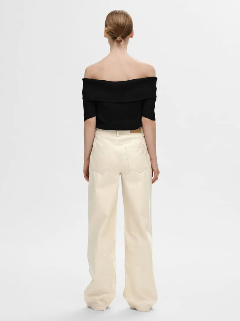 offshoulder_strikket_top_4.webp Toppe Og Bluser | Strik>SELECTED OFF-SHOULDER STRIKKET TOP Black