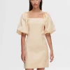 Kjoler>SELECTED OFF-THE-SHOULDER KORT KJOLE Beige
