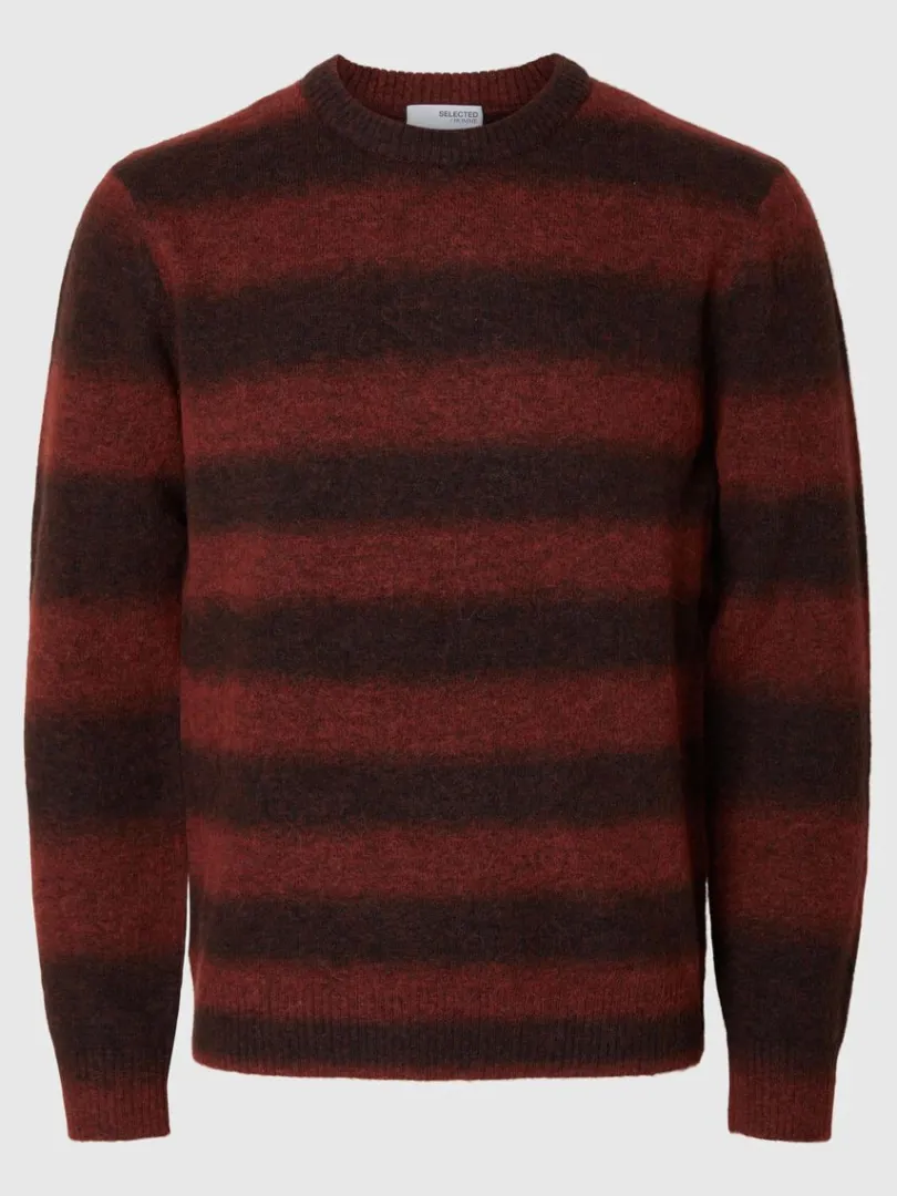 ombrestribet_sweater_med__0-1.webp Strik>SELECTED OMBRE-STRIBET SWEATER MED RUND HALS Red