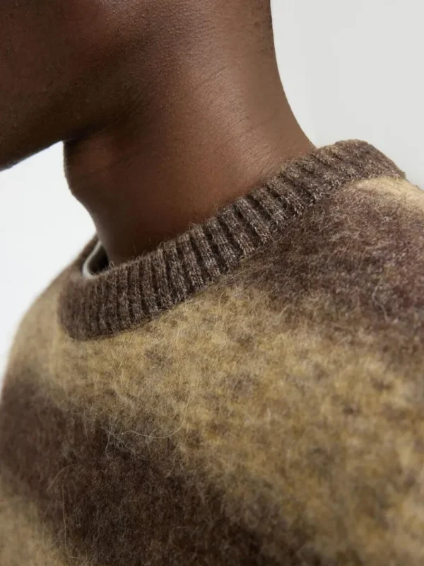 Strik>SELECTED OMBRE-STRIBET SWEATER MED RUND HALS Brown