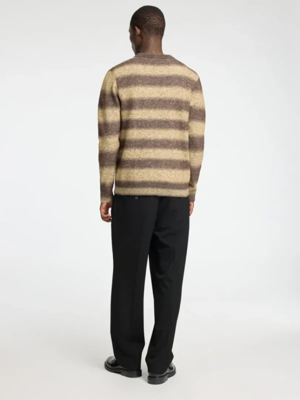 Strik>SELECTED OMBRE-STRIBET SWEATER MED RUND HALS Brown