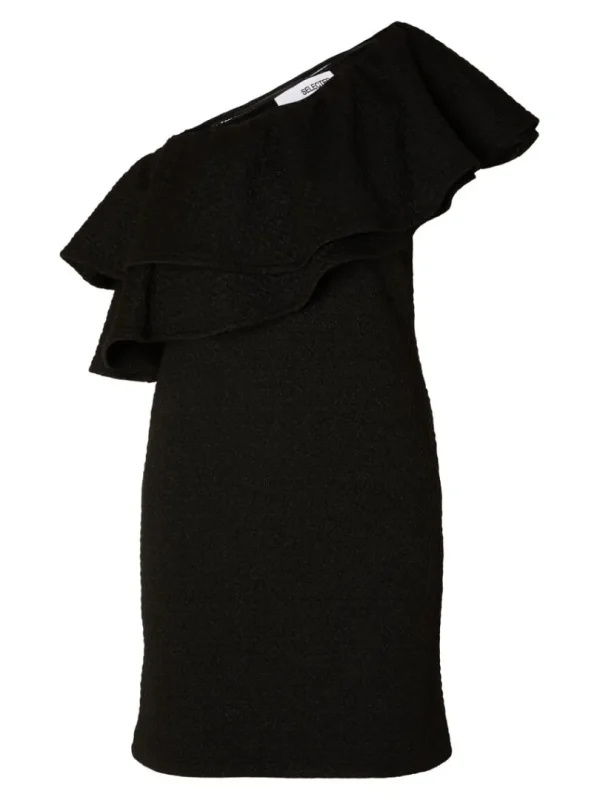 Kjoler>SELECTED ONE-SHOULDER KORT KJOLE Black