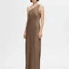 Kjoler>SELECTED ONE-SHOULDER MAXIKJOLE Brown
