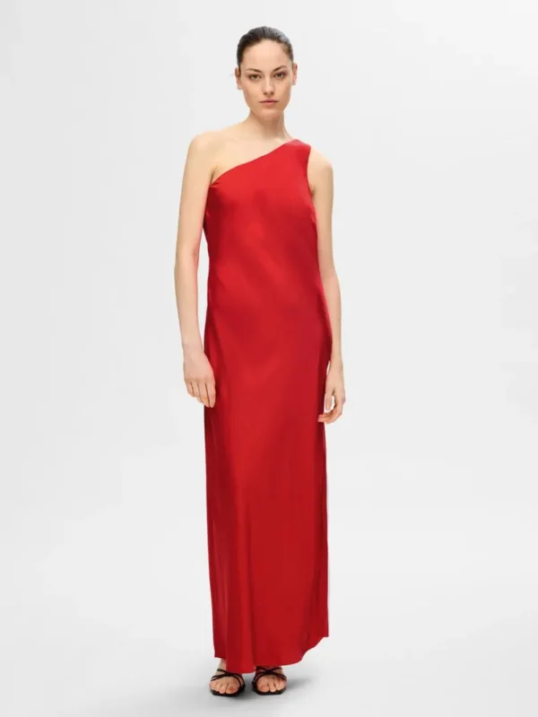 Kjoler>SELECTED ONE-SHOULDER MAXIKJOLE Red