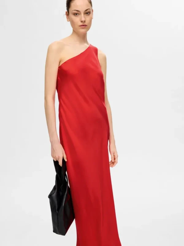 Kjoler>SELECTED ONE-SHOULDER MAXIKJOLE Red