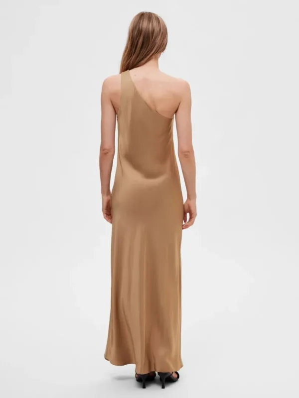 Kjoler>SELECTED ONE-SHOULDER MAXIKJOLE Brown