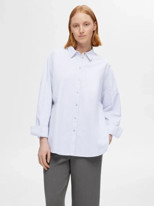 Skjorter>SELECTED OVERSIZE BOMULD SKJORTE Blue