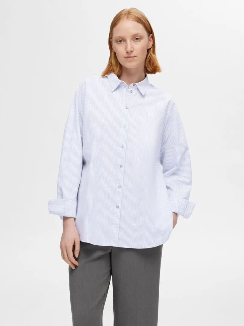 oversize_bomuld_skjorte_0.webp Skjorter>SELECTED OVERSIZE BOMULD SKJORTE Blue