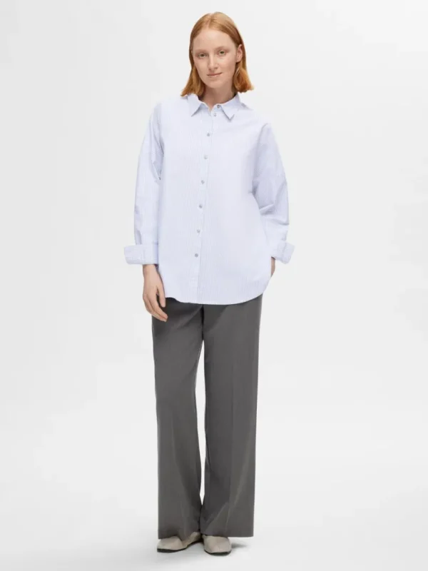 Skjorter>SELECTED OVERSIZE BOMULD SKJORTE Blue
