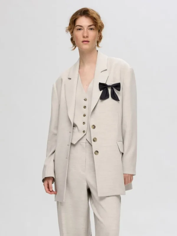 Jakkesæt & Blazers>SELECTED OVERSIZED BLAZER Beige