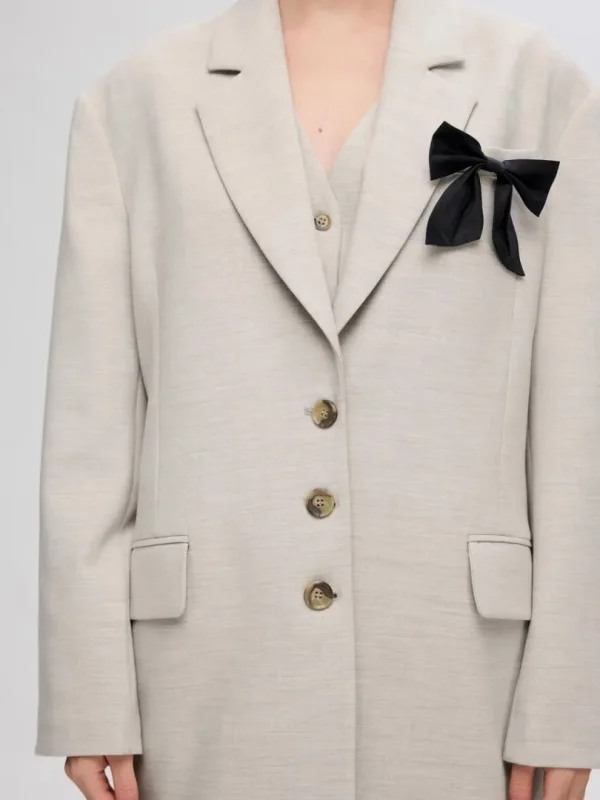 Jakkesæt & Blazers>SELECTED OVERSIZED BLAZER Beige