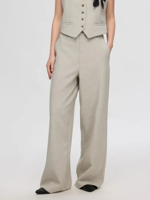 Bukser>SELECTED OVERSIZED BREDE BUKSER Beige