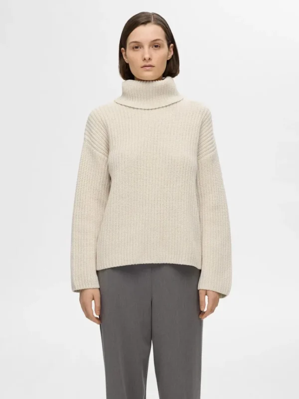 Strik>SELECTED OVERSIZED CHUNKY STRIKKET TRØJE Beige