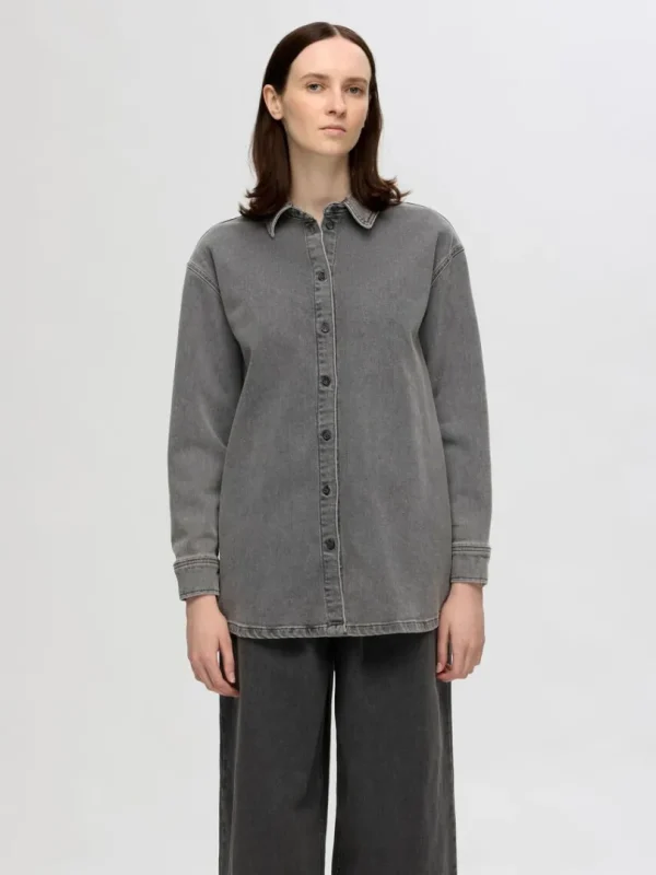 Skjorter>SELECTED OVERSIZED DENIMSKJORTE Grey