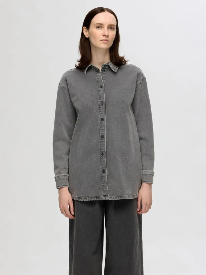 oversized_denimskjorte_0-1.webp Skjorter>SELECTED OVERSIZED DENIMSKJORTE Grey