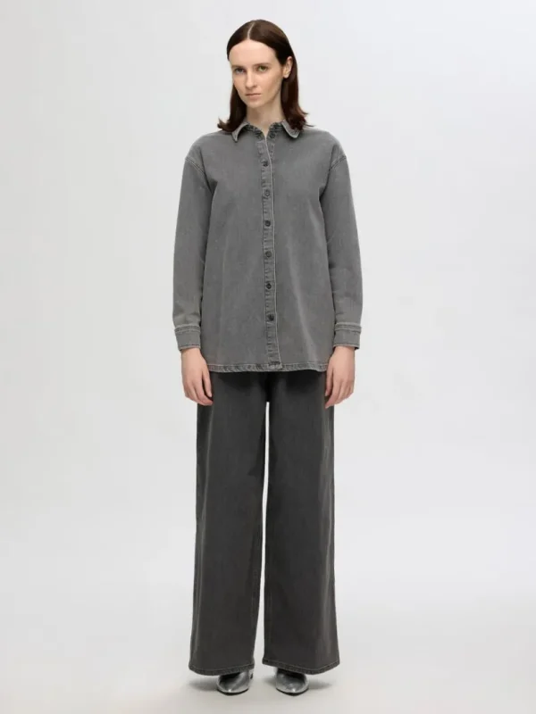 Skjorter>SELECTED OVERSIZED DENIMSKJORTE Grey