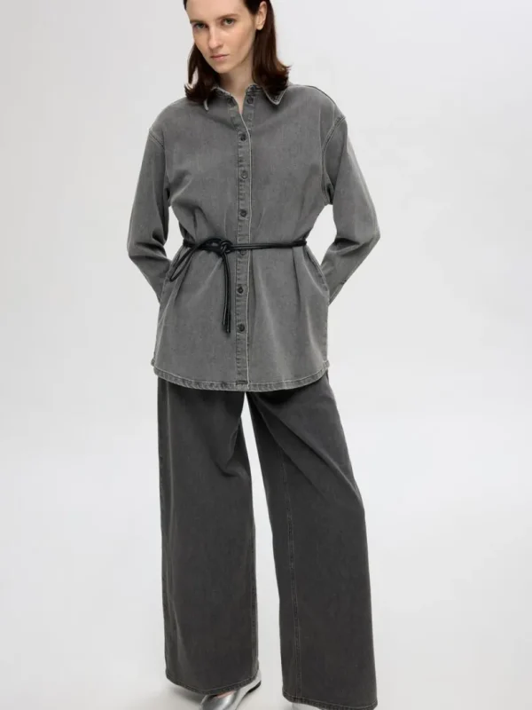 Skjorter>SELECTED OVERSIZED DENIMSKJORTE Grey